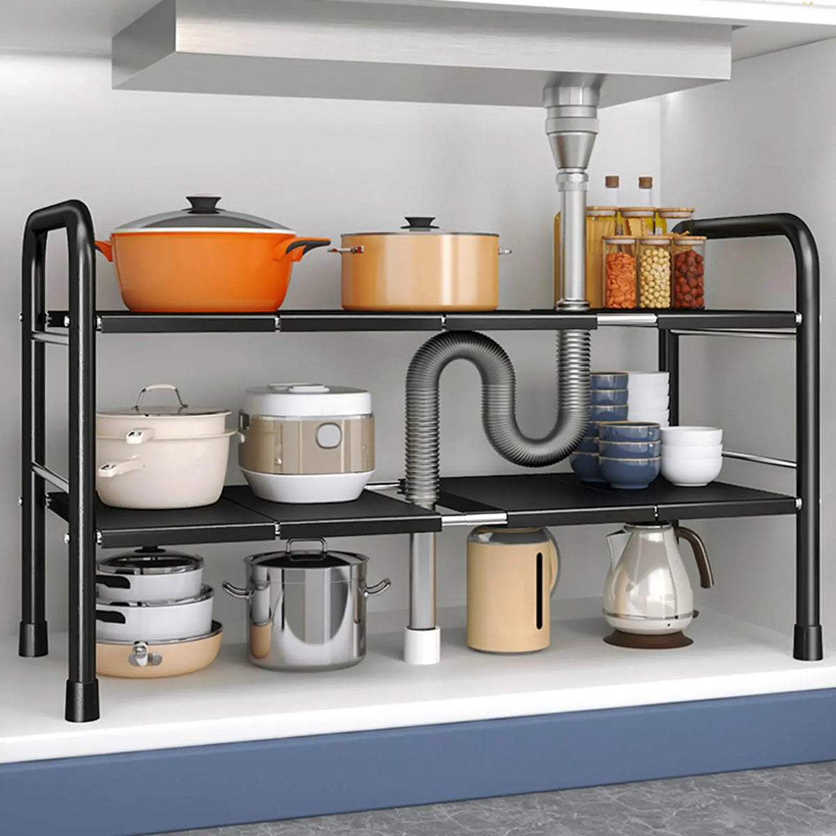 Under Sink Organizer Expandable Rack with Removable Panels Under Sink Organizer SPOT