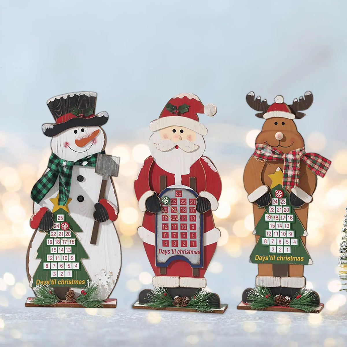 Wooden Snowman Christmas Advent Calendar – Desk Centerpiece Advent Calendar SPOT