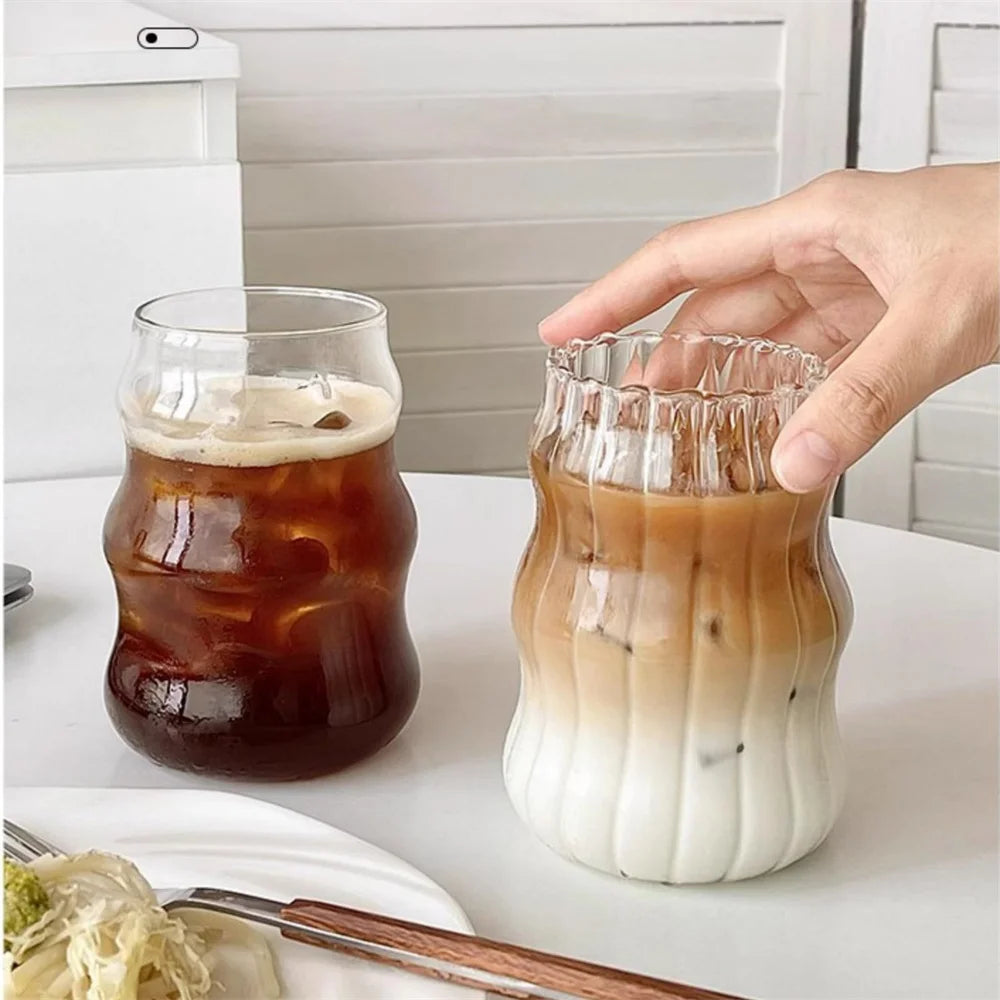 4/6-Pack Striped Glass Tumblers – Heat-Resistant Bubble Cups Glass Tumbler Set SPOT