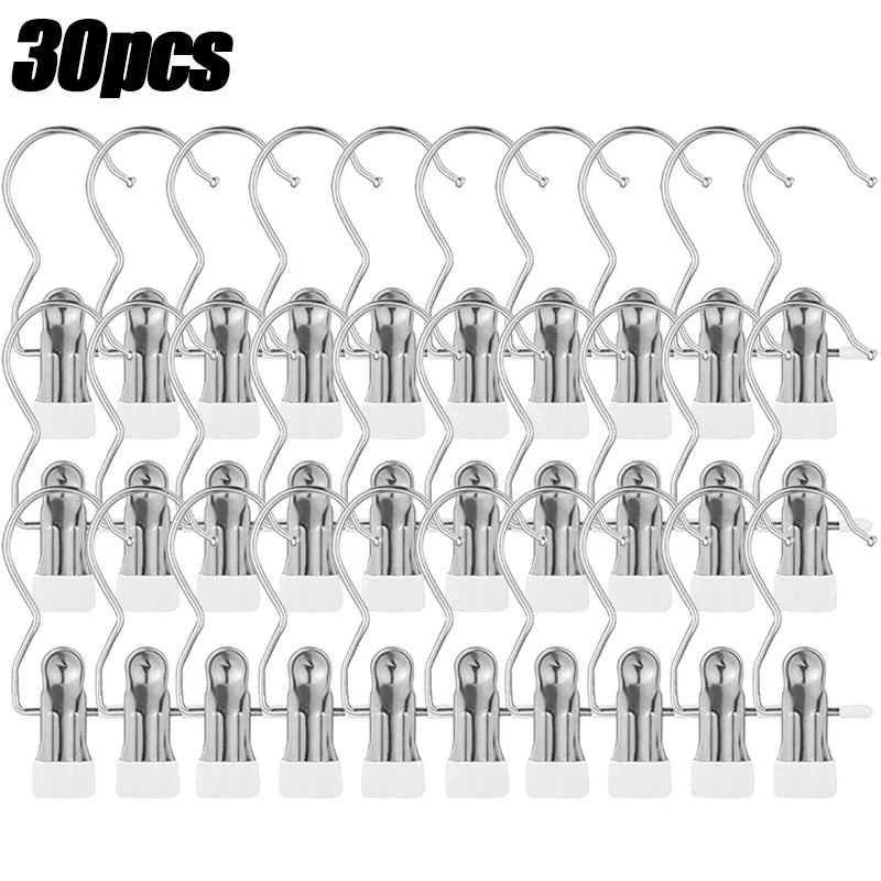 Stainless Steel Sock Clips & Clothes Pegs – 5 to 30 Pack Laundry Clothes Clips SPOT 30pcs-white XL