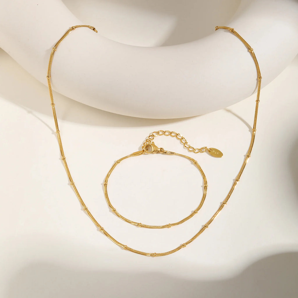 18K Gold Plated Snake Bead Chain Bracelet for Women Chain Link Bracelet SPOT