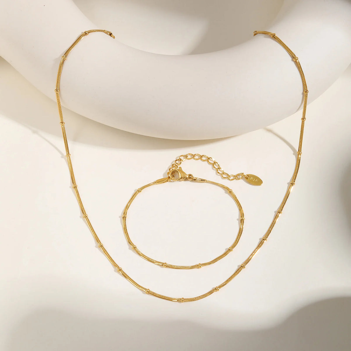 18K Gold Plated Snake Bead Chain Bracelet for Women Chain Link Bracelet SPOT