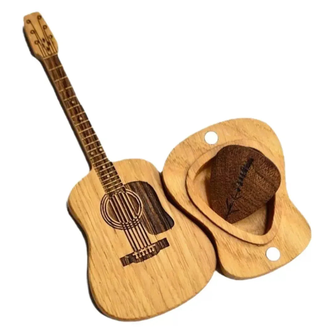 Personalized Wooden Guitar Pick Box with 3 Engraved Picks Guitar Pick Box SPOT