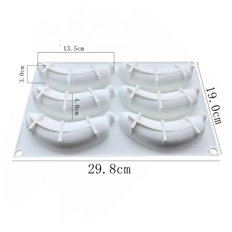 12-Cavity Banana Silicone Mold – BPA-Free Mousse Bakeware Silicone Baking Mold SPOT 6 holes banana
