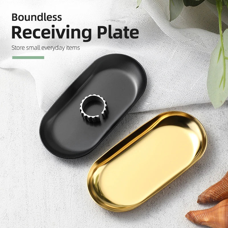 Stainless Steel Oval Tray – Manicure, Jewelry & Cosmetic Organizer Storage Tray SPOT