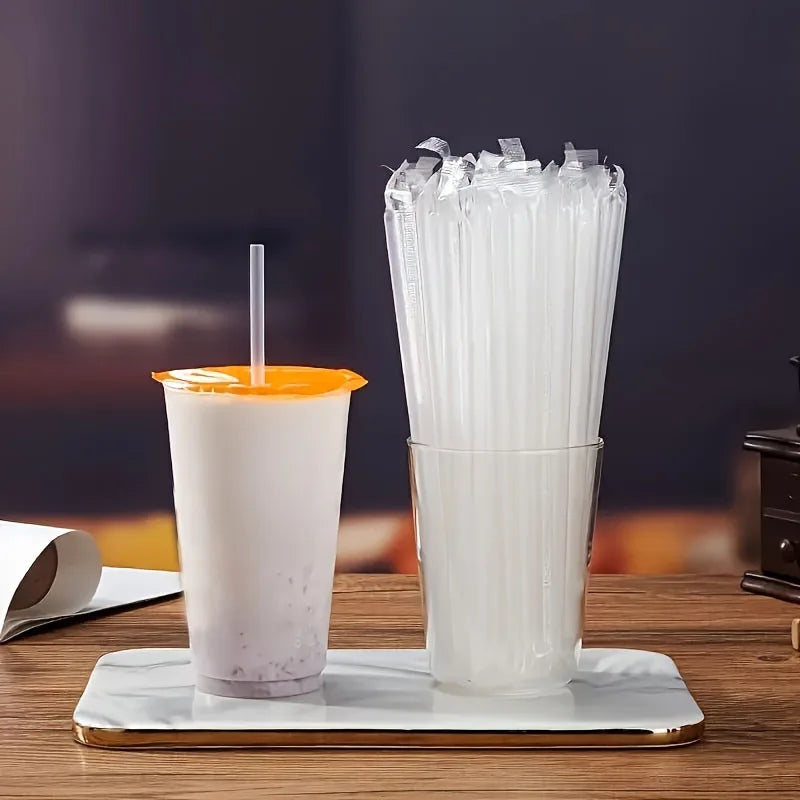 100-Pack Clear Disposable Straws – Drinks, Party & Smoothies Disposable Drinking Straws SPOT