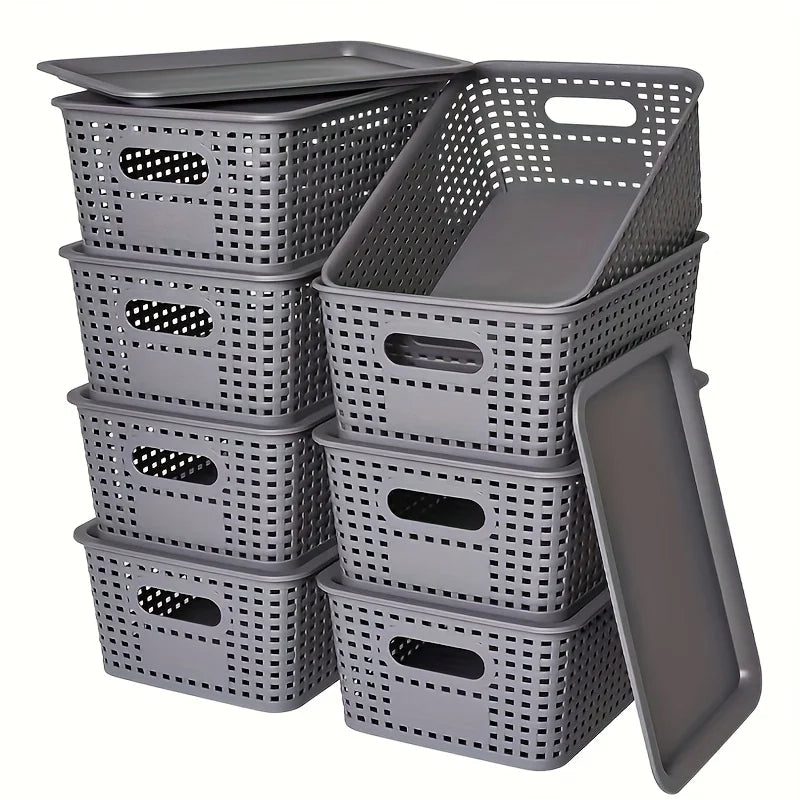 Stackable Plastic Storage Baskets with Lid – Multi-Purpose Storage Basket SPOT