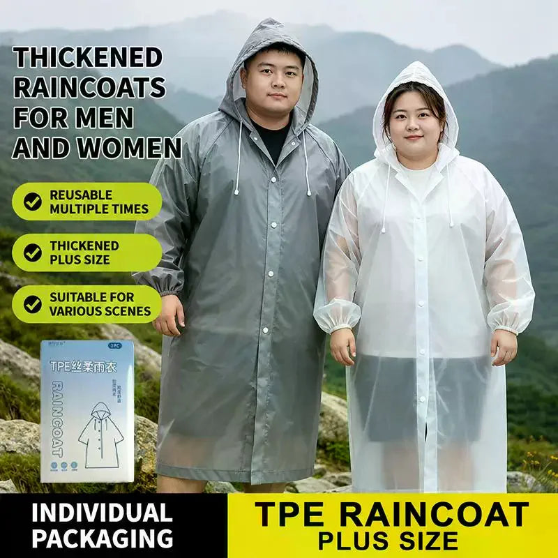 Thickened TPE Waterproof Hooded Raincoat – Unisex Oversized Waterproof Raincoat SPOT