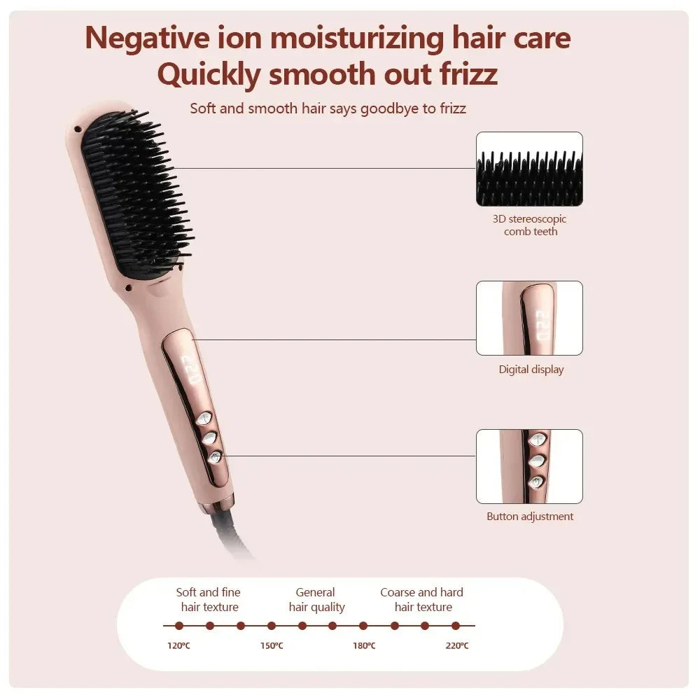 2-in-1 Electric Hair Straightening Brush – Straight & Curly Hair Straightening Brush SPOT