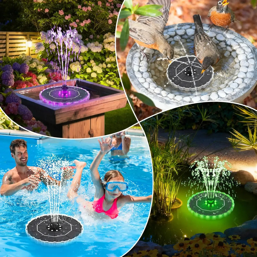 Solar Bird Bath Fountain 3.5W – LED Lights & 7 Nozzles Solar Garden Fountain SPOT