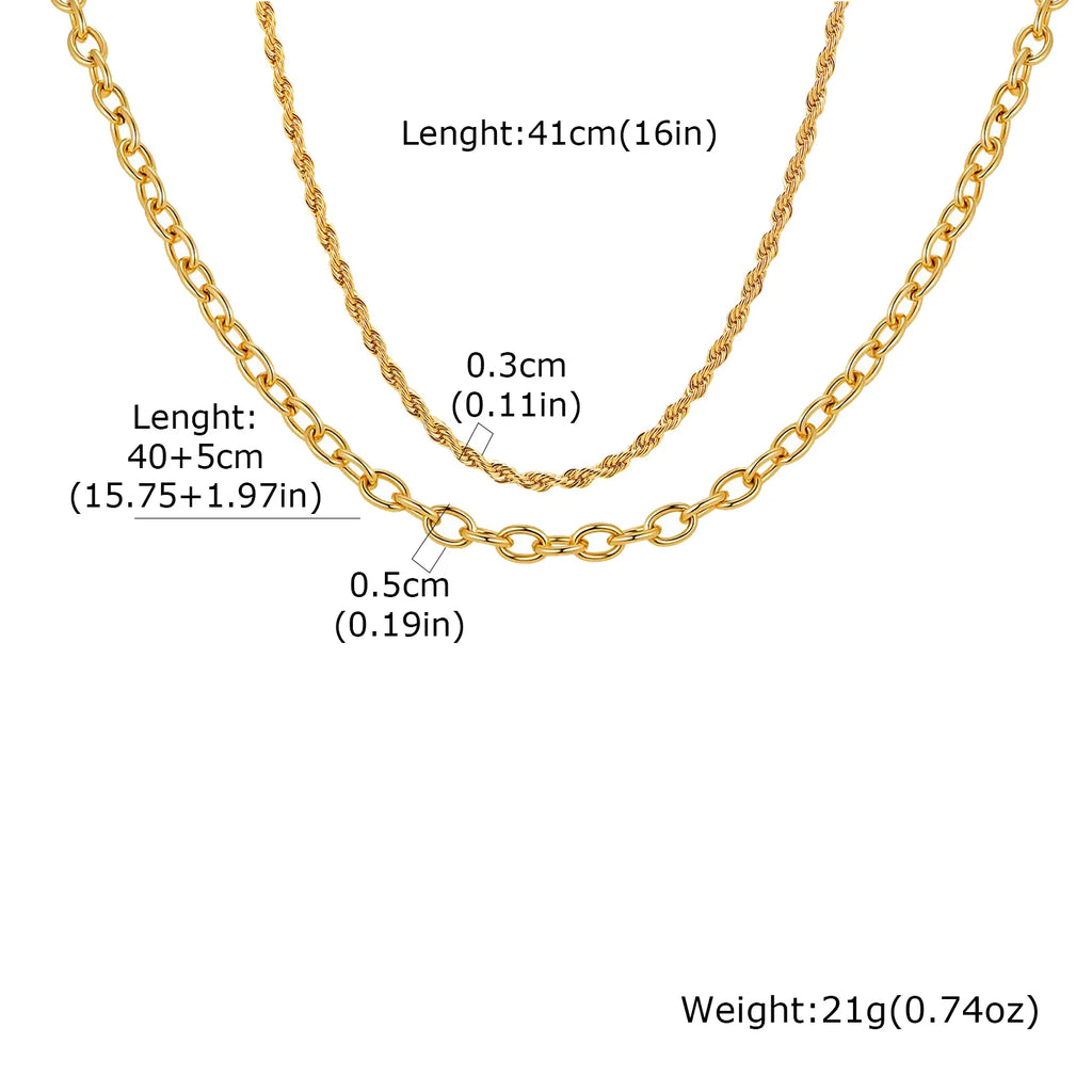 18K Gold PVD Rope Chain Necklace – Waterproof Stainless Steel Chain Necklace SPOT