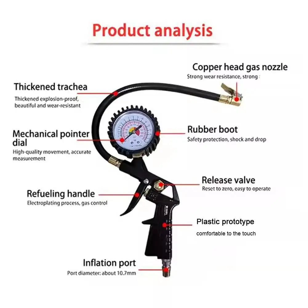 Tire Pressure Gauge 0–220 PSI | Car, Motorcycle & SUV Tire Pressure Gauge SPOT