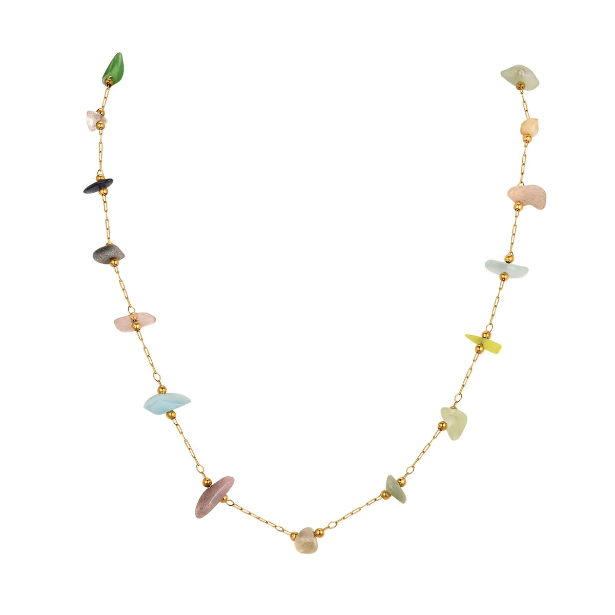 Meaeguet Natural Stone Choker Necklace – Gold Clavicle Chain Choker Necklace SPOT Default Title