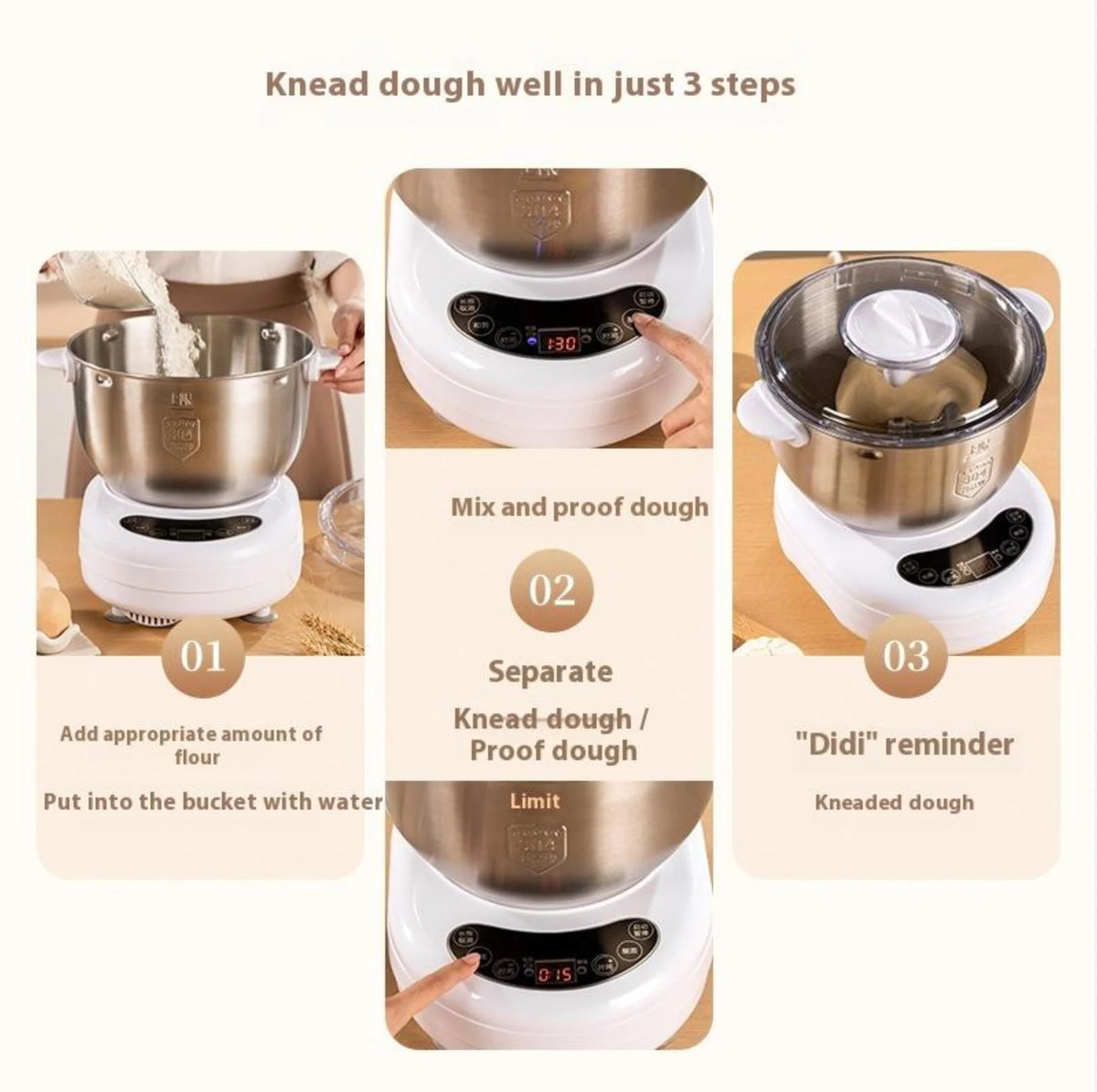 5L Electric Dough Kneading Machine – Auto Stainless Steel Bread Maker Electric Dough Mixer SPOT
