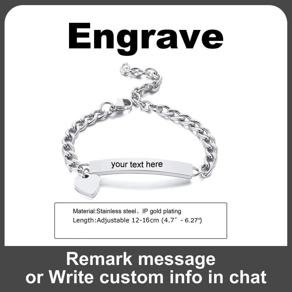 Engravable Heart ID Name Bracelet for Kids – Personalized Gift Personalized ID Bracelet SPOT BR-781S-12 silver