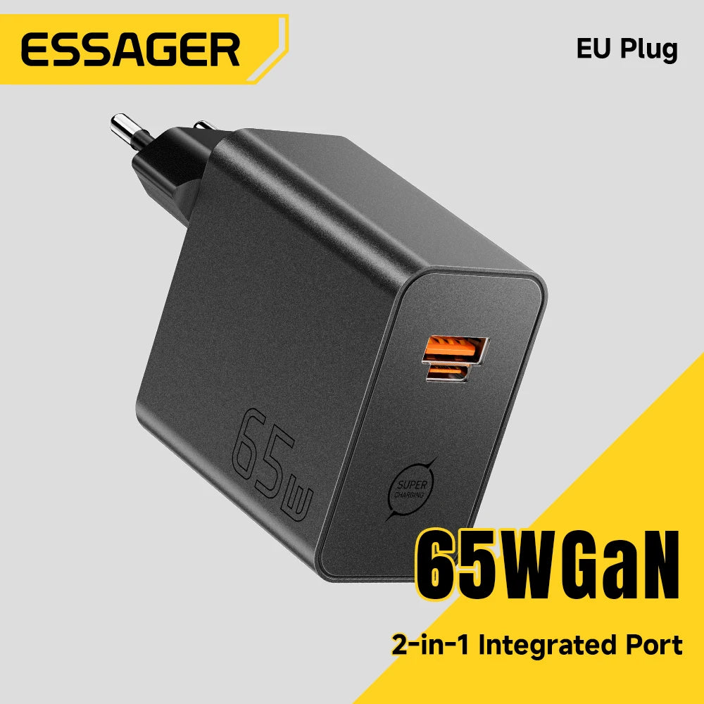 ESSAGER 65W GaN Fast Charger – 2-in-1 USB-C & USB-A GaN Fast Charger SPOT