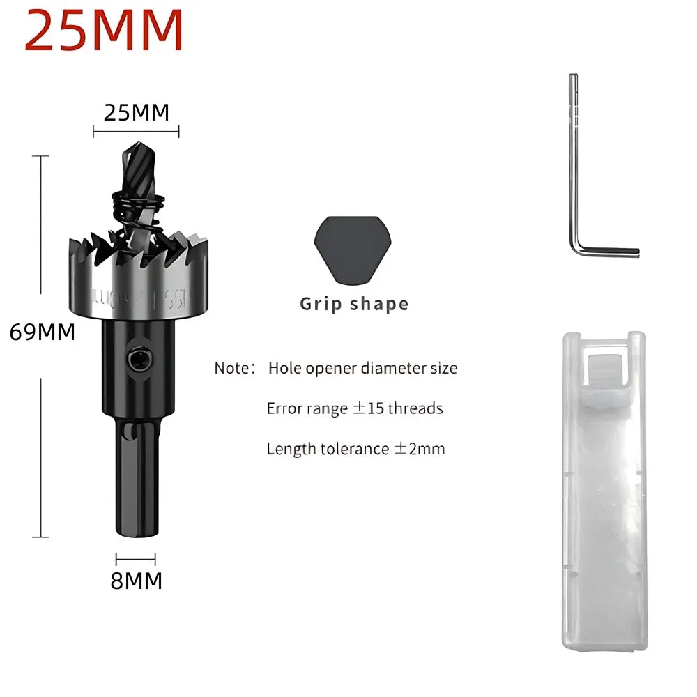 HSS Hole Saw Drill Bit Set – 5 Sizes, Metal & Steel Hole Saw Drill Set SPOT 25 mm