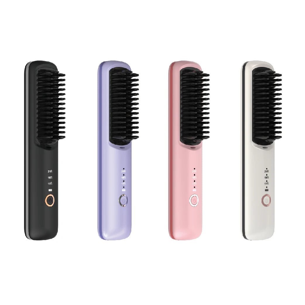 Cordless Rechargeable Hair Straightener Brush – 3 Heat Settings Hair Straightener Brush SPOT Custom Color USB Type-C