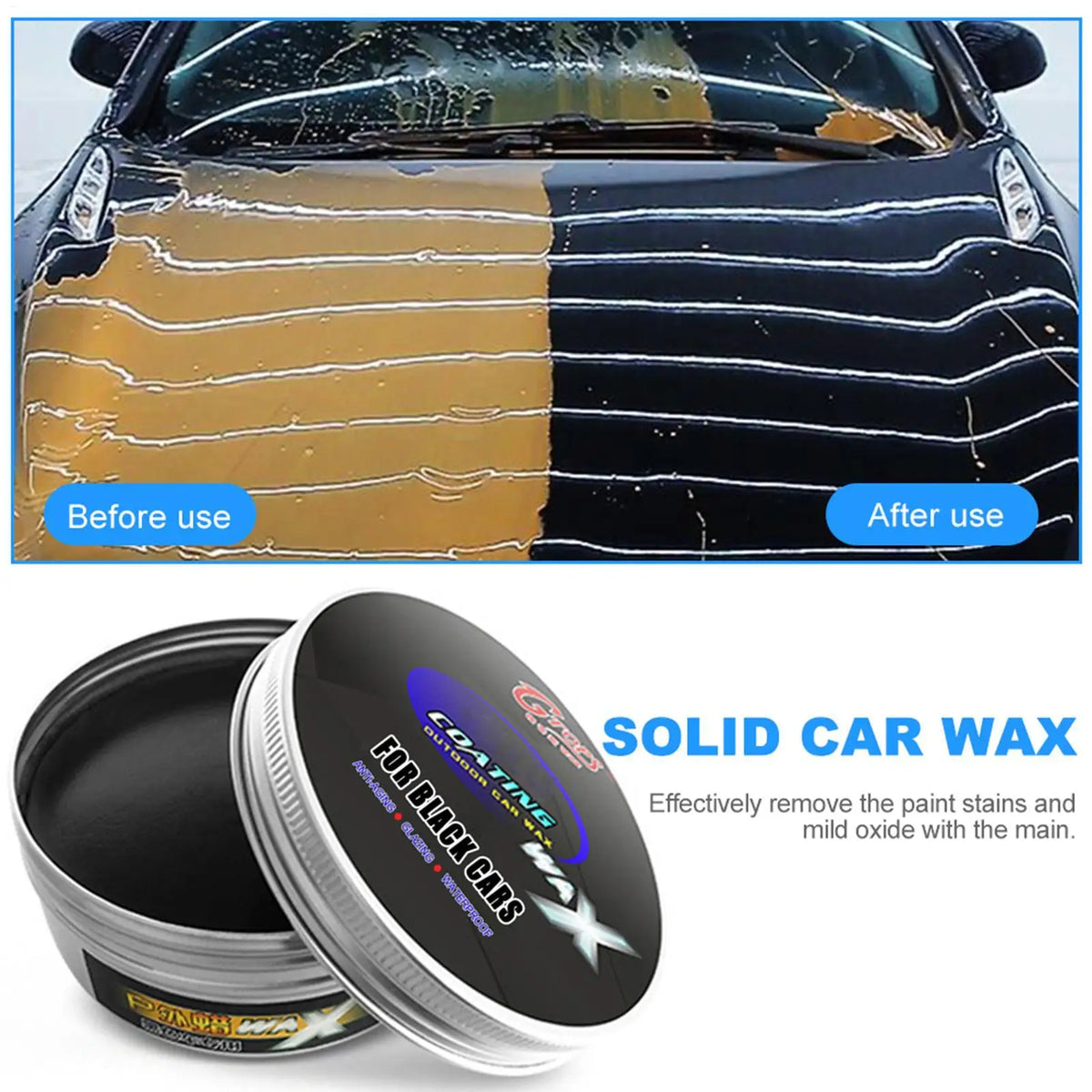 200g Black Car Wax Polish – Crystal Hard Wax for Dark Paint Car Wax Polish SPOT