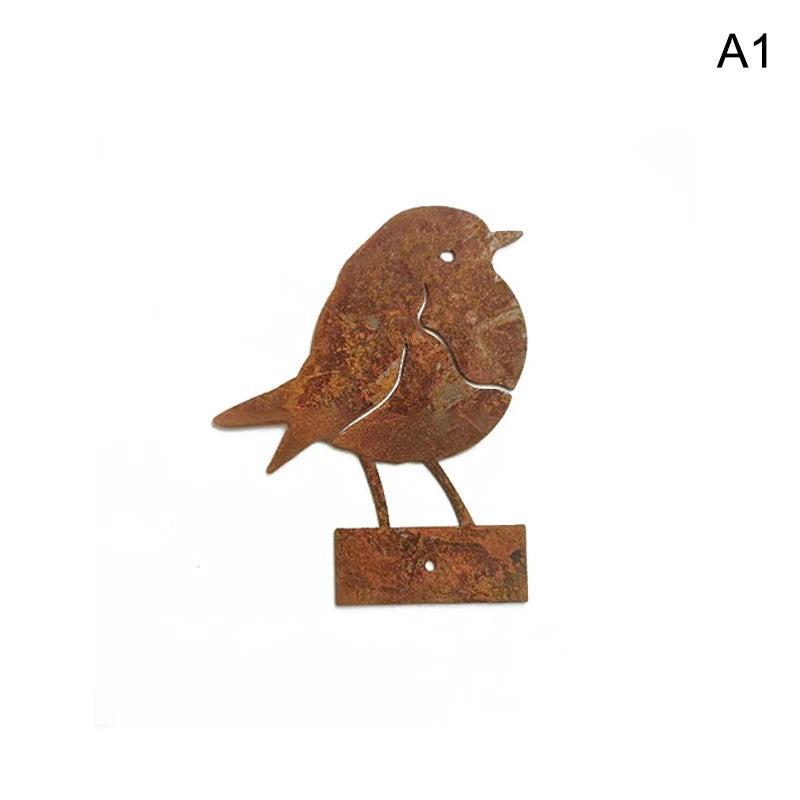 Rustic Iron Bird Statues – Outdoor Garden & Yard Sculpture Garden Bird Statue SPOT A1