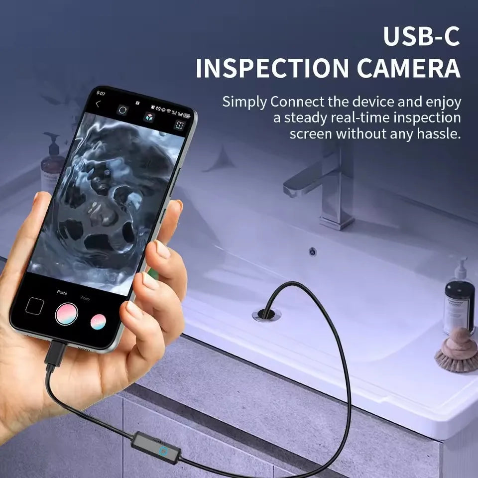 7mm USB-C Borescope Inspection Camera IP67 – 6 LED Android Borescope Inspection Camera SPOT