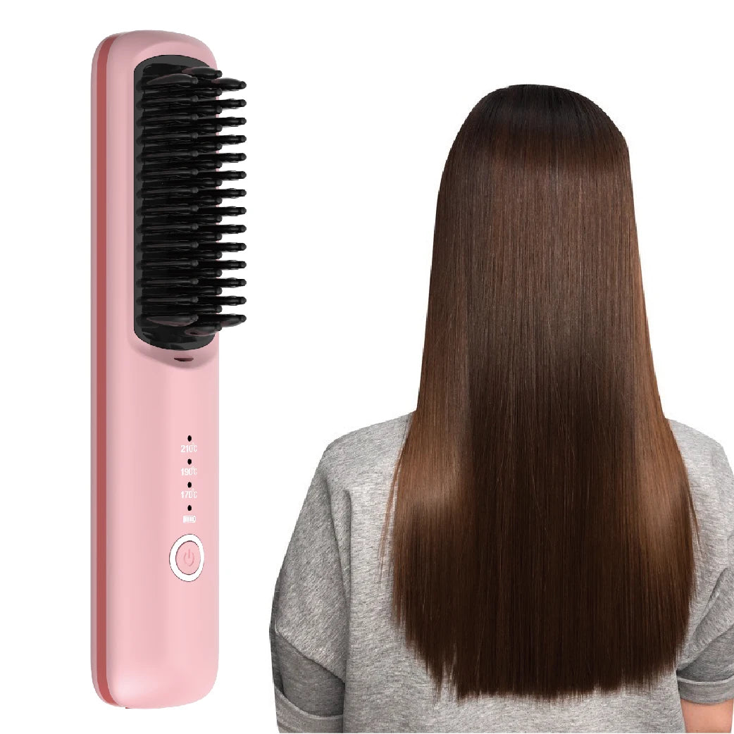 Cordless Rechargeable Hair Straightener Brush – 3 Heat Settings Hair Straightener Brush SPOT