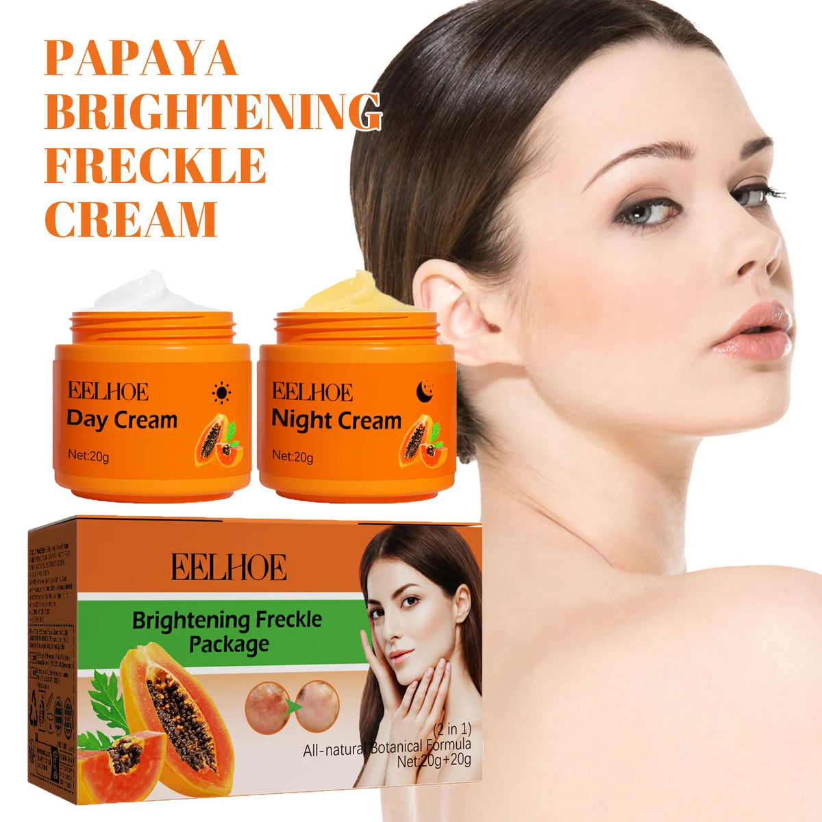 Papaya Brightening Day & Night Face Cream Set – Skin Tone Corrector Brightening Face Cream SPOT
