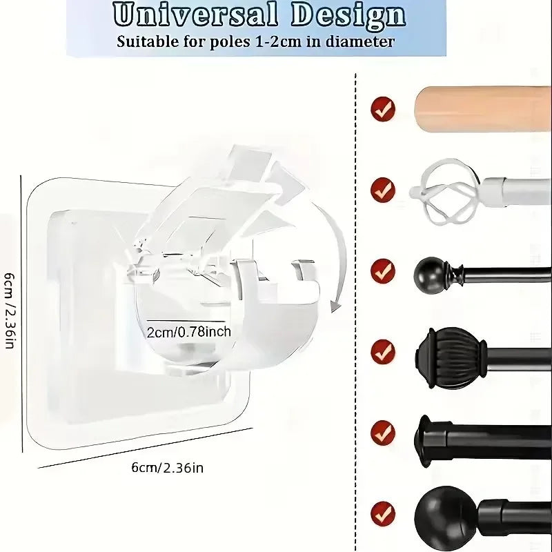 Self-Adhesive Curtain Rod Holders – No-Drill Wall Brackets Curtain Rod Bracket SPOT