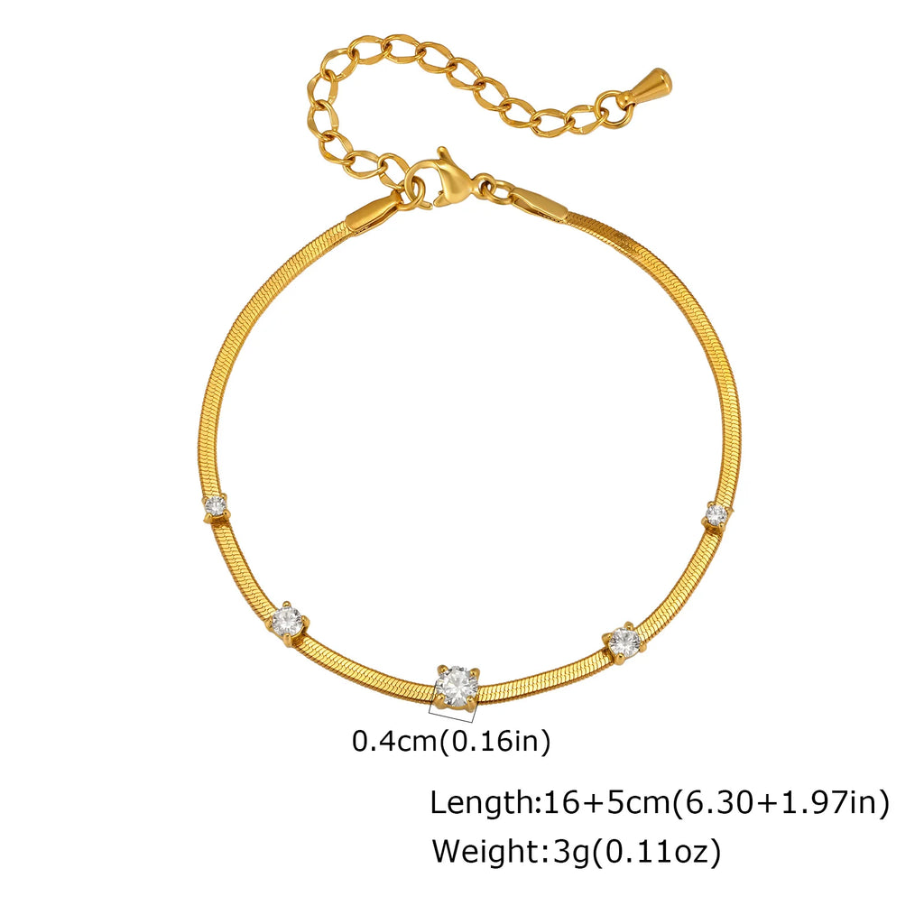 CZ Station Necklace – 18K Gold Plated Snake Chain for Women CZ Station Necklace SPOT Bracelet