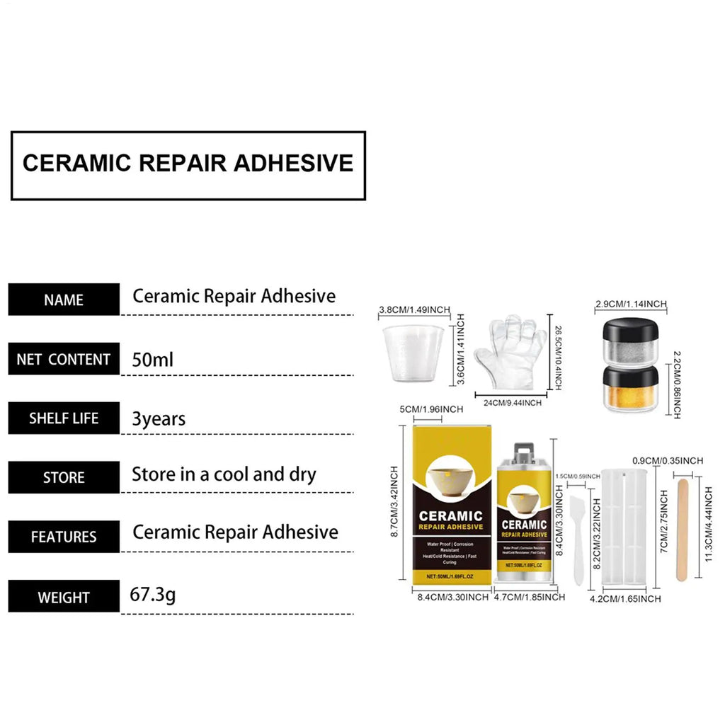 Japanese Kintsugi Ceramic Repair Kit – Food-Safe Gold Adhesive Ceramic Repair Kit SPOT