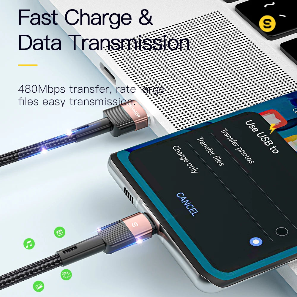 Essager 7A USB-C Fast Charging Cable – 100W, Braided, Multi-Device USB-C Charging Cable SPOT
