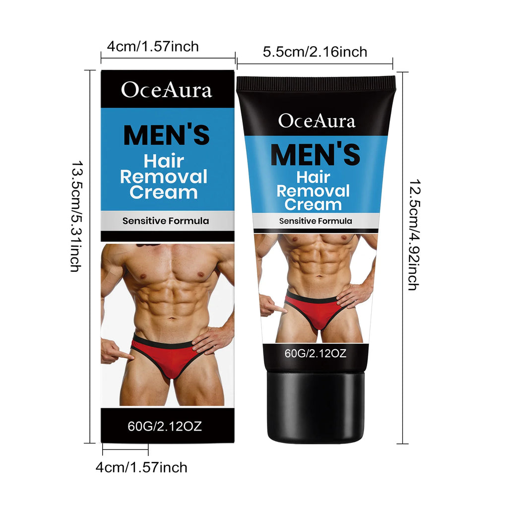 OceAura Men's Depilatory Cream – Fast Hair Removal, 60g Hair Removal Cream SPOT 60g Boxed