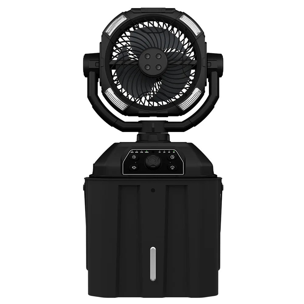 USB Rechargeable Portable Camping Fan with Spray Cooling Portable Camping Fan SPOT black