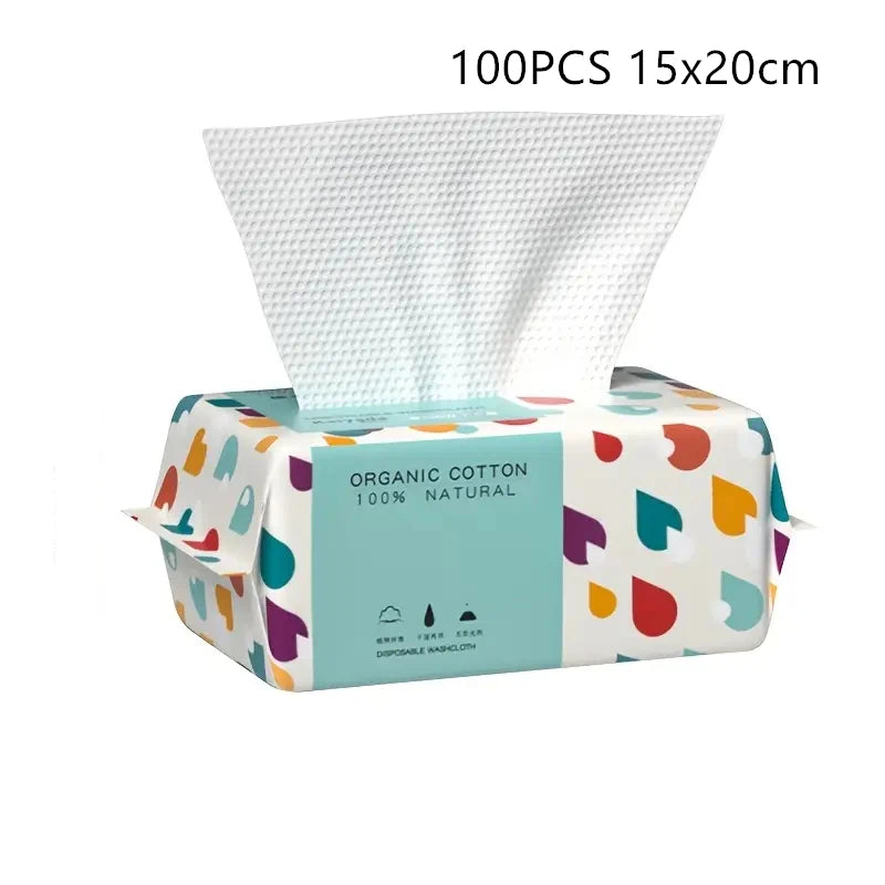 100-Count Disposable Cotton Face Towels – Soft Makeup Wipes Disposable Face Towels SPOT