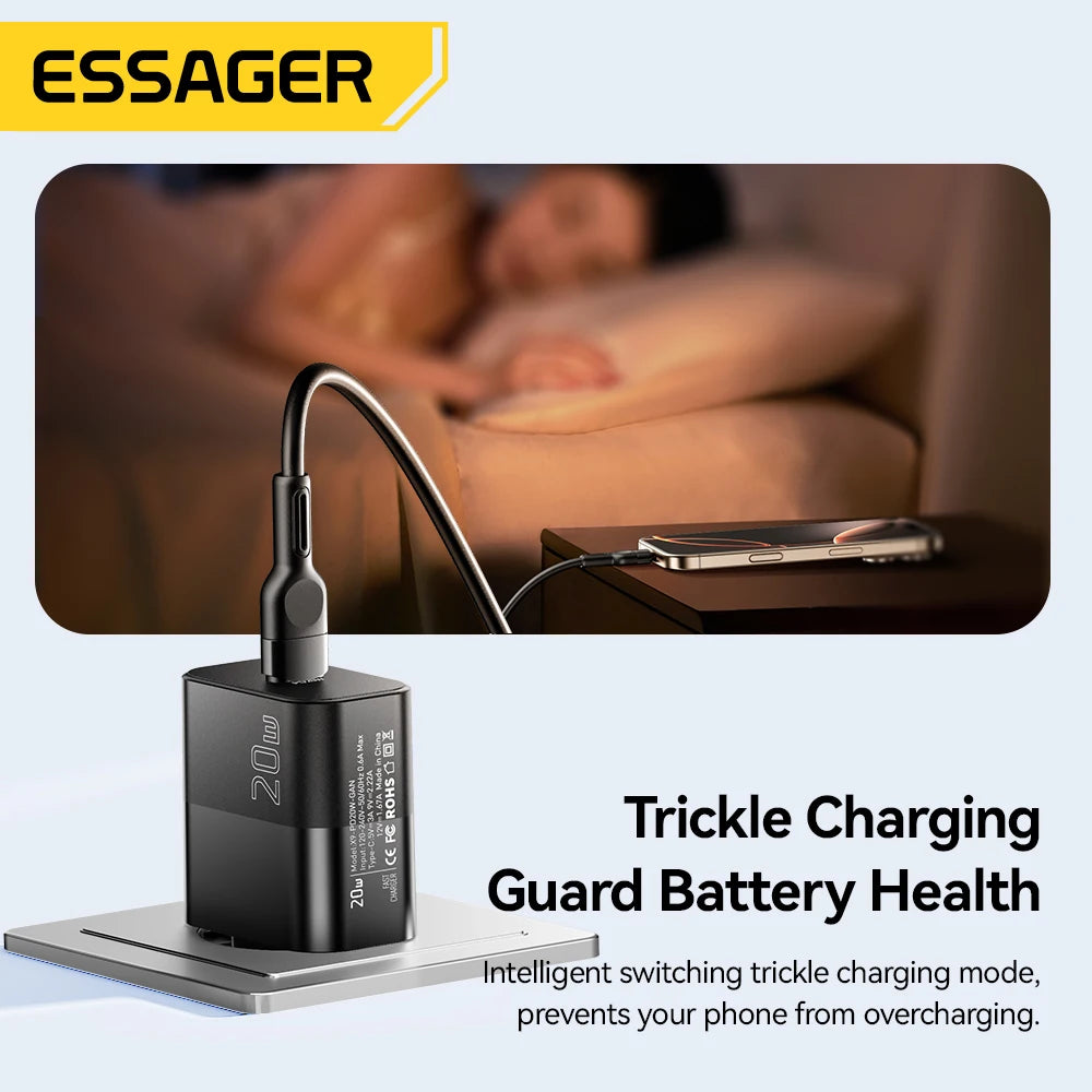 Essager 20W GaN USB-C Fast Charger – Compact Travel Charger USB-C GaN Charger SPOT