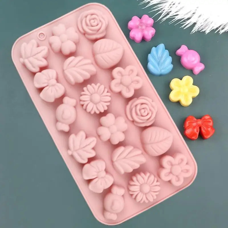 Silicone Candy Mold 18-Cavity Flower Leaf Bow – Non-Stick Silicone Baking Mold SPOT