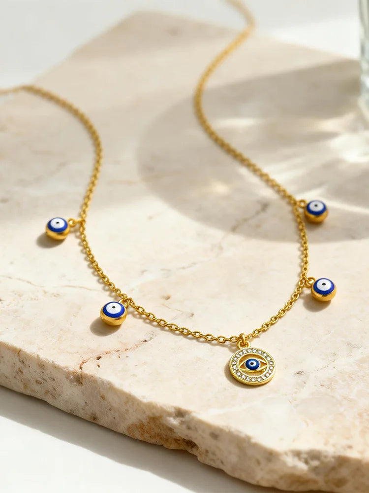 Evil Eye Pendant Necklace – Stainless Steel Cubic Zirconia Pendant Necklace SPOT