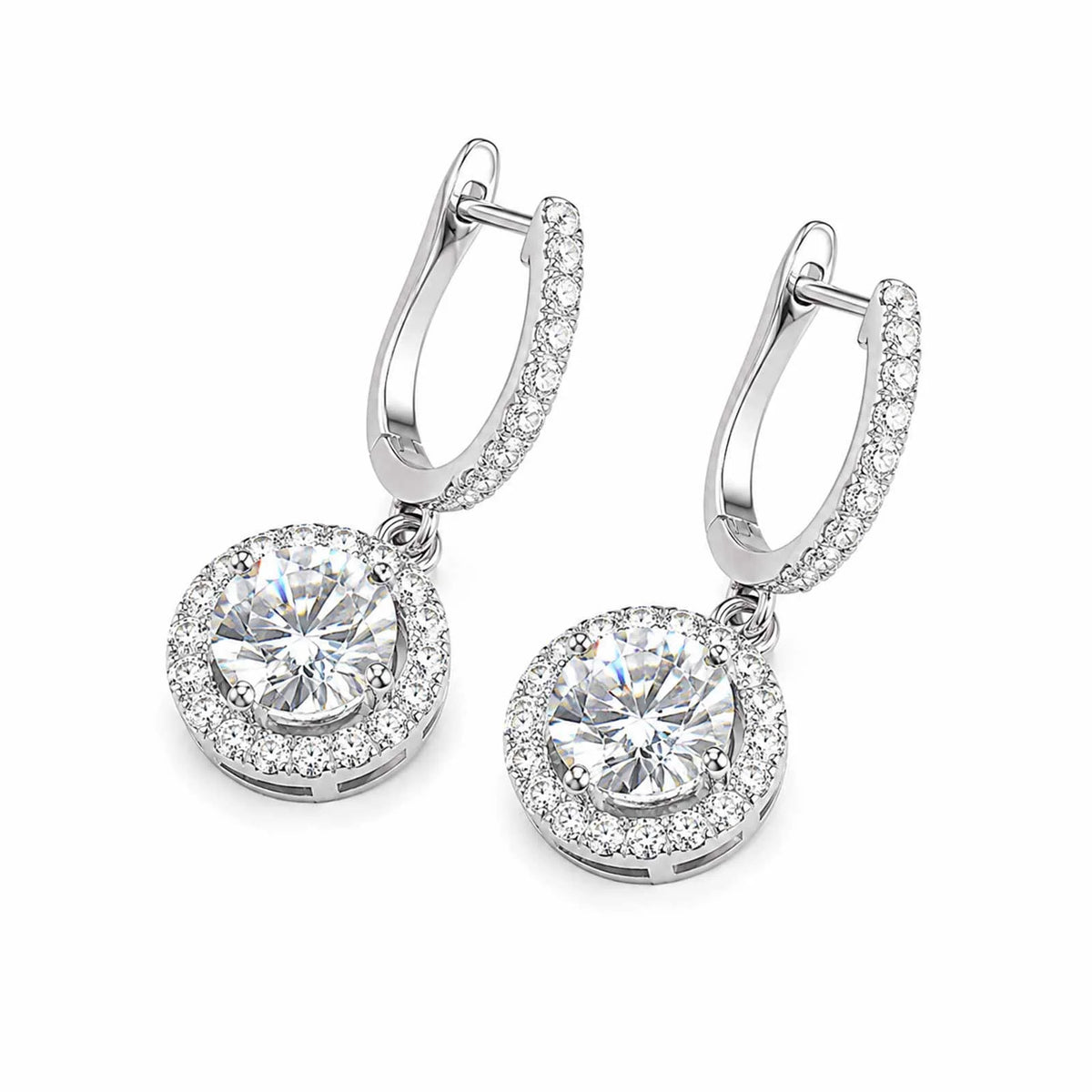 18K Gold Plated CZ Dangle Earrings – Pave Huggie Drop Earrings CZ Dangle Earrings SPOT EBD-573S