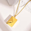 Personalized Envelope Locket Necklace – Engraved Secret Message Locket Pendant Necklace SPOT Gold Color