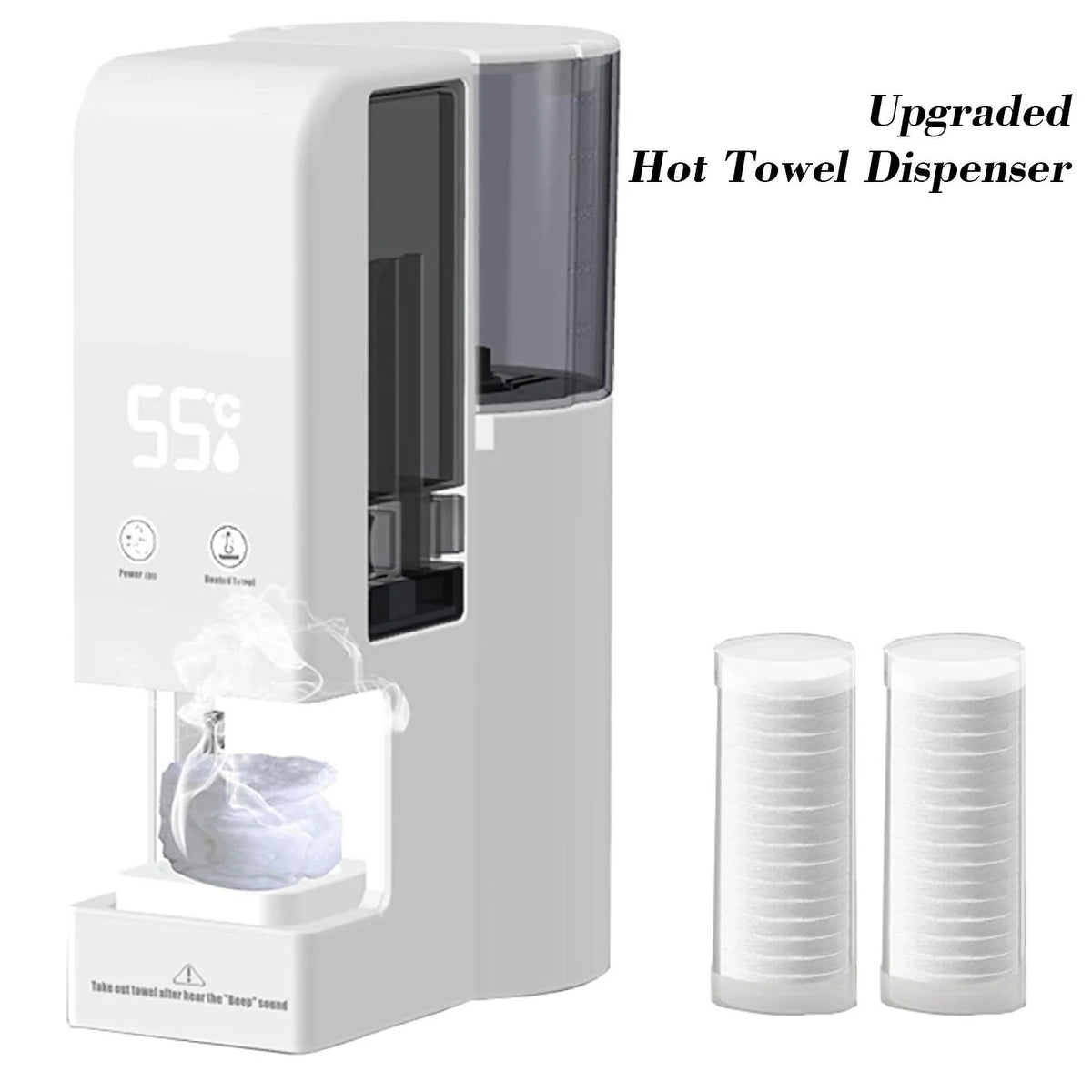 Hot Towel Warmer Auto Dispenser – One-Click, 55°C Constant Temp Towel Warmer Dispenser SPOT White No plug