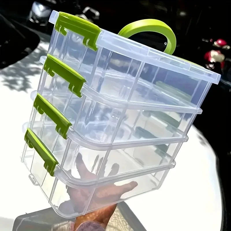 4-Tier Stackable Clear Storage Bins with Lids – Toy & Craft Stackable Storage Bins SPOT green
