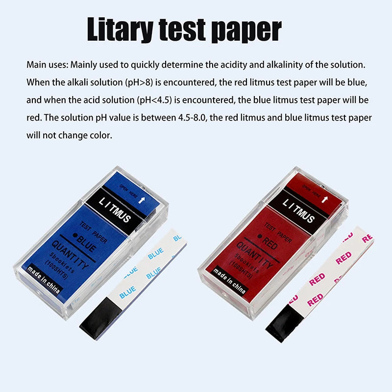 100-Strip Red & Blue Litmus pH Test Paper – Water, Soil & Lab pH Test Strips SPOT