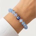 Evil Eye Gemstone Beaded Bracelet – Gold Plated Adjustable Beaded Gemstone Bracelet SPOT Default Title