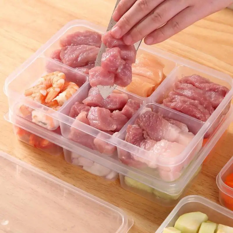 6-Grid Transparent Fridge Storage Box – Large Capacity Container Food Storage Container SPOT