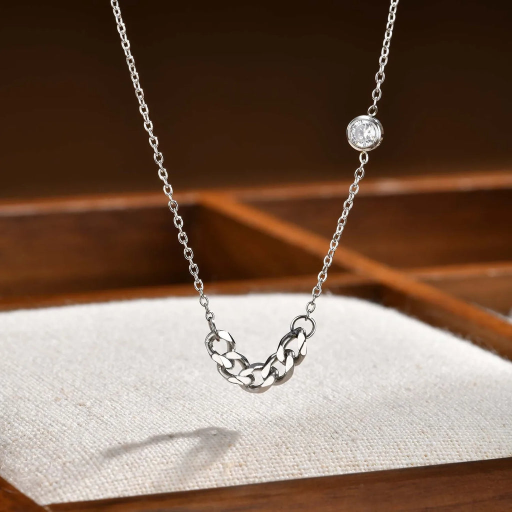 Women's Dainty CZ Pendant Necklace – Stainless Steel Chain Pendant Necklace SPOT