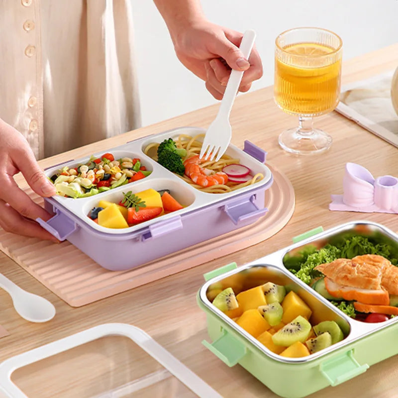 Macaron Bento Box – Leakproof 3-Compartment Lunch Box 850ml Bento Lunch Box SPOT