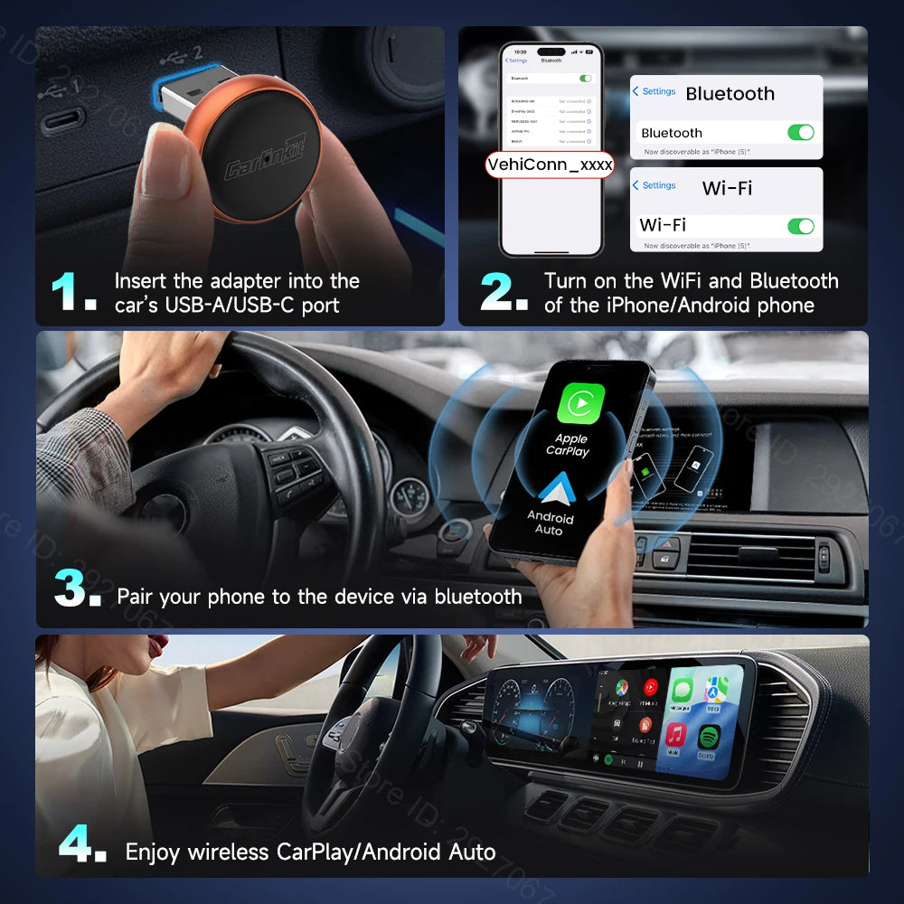 CarlinKit Mini Ultra Wireless CarPlay & Android Auto Adapter Wireless CarPlay Adapter SPOT