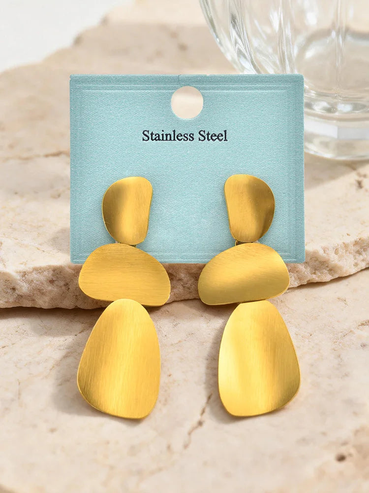 18K Gold Geometric Drop Earrings – Stainless Steel Dangle Drop Earrings SPOT