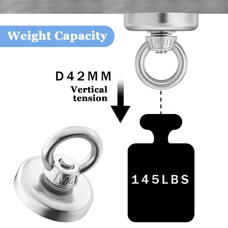 Neodymium Fishing Magnet with Eyebolt – Heavy Duty Salvage Fishing Magnet SPOT