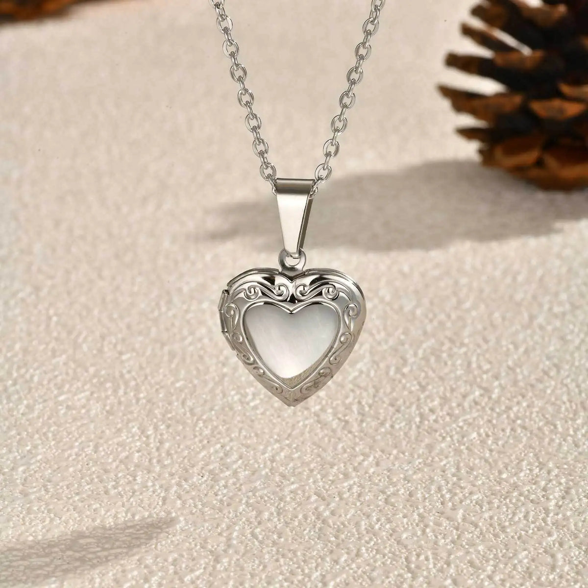 Cubic Zirconia Heart Locket Necklace – 18K Gold Plated Women Heart Locket Necklace SPOT PN-1364S 20inch